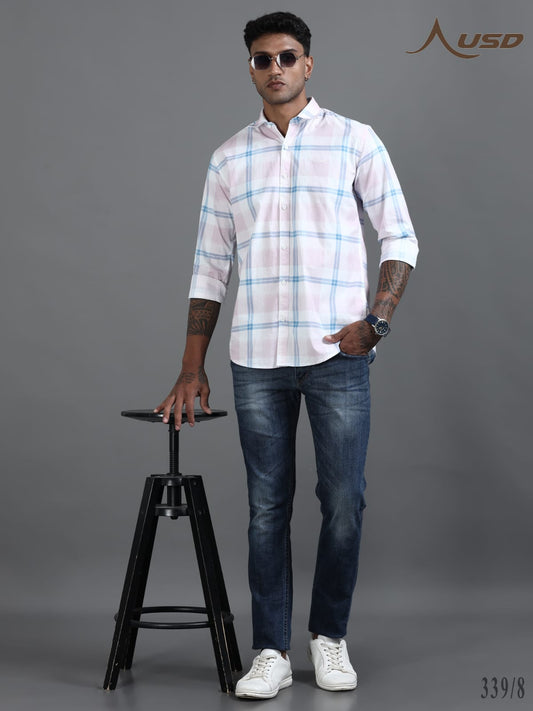Twill Cotton Printed Chex Shirts - 339/8