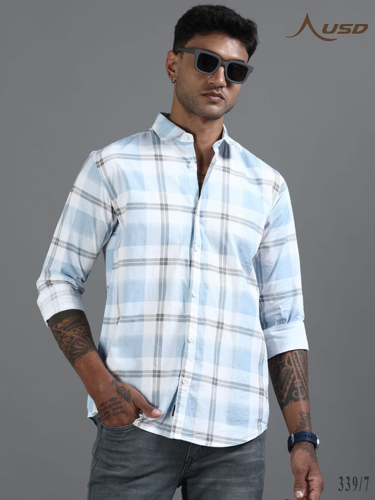 Twill Cotton Printed Chex Shirts - 339/7