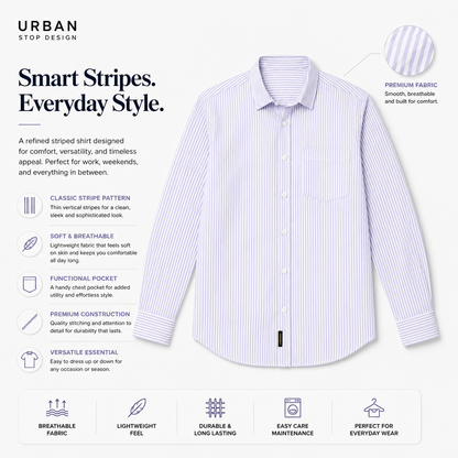 Mens Premium Striped Cotton Shirt - Regular Fit USD 408/2