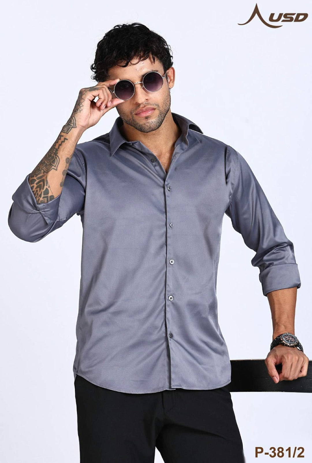 USD Premium Satin Lycra Party Wear Shirts-P-381/2