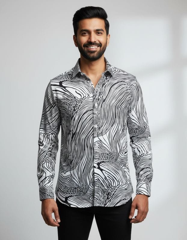Premium Printed Satin Shirts - 376/9