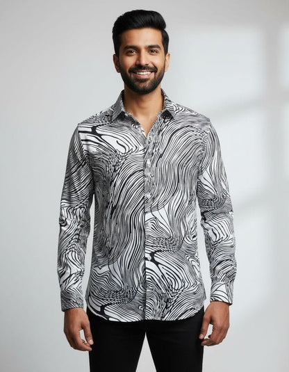 Premium Printed Satin Shirts - 376/9