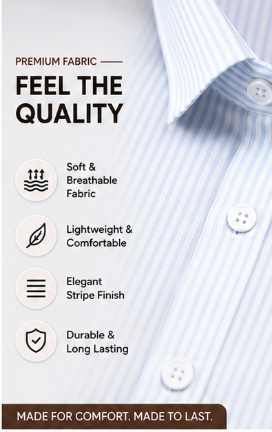 Mens Premium Striped Cotton Shirt - Regular Fit USD 408/4