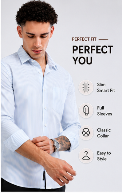 Mens Premium Striped Cotton Shirt - Regular Fit USD 408/4