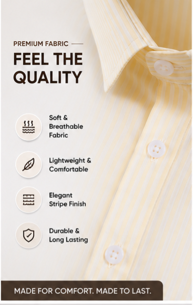 Mens Premium Striped Cotton Shirt - Regular Fit USD 408/1