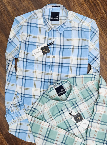 339/6-Twill Cotton Printed Chex Shirts