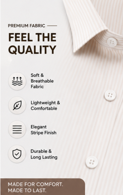 Mens Premium Striped Cotton Shirt - Regular Fit USD 408/6
