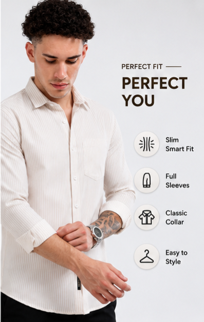 Mens Premium Striped Cotton Shirt - Regular Fit USD 408/6