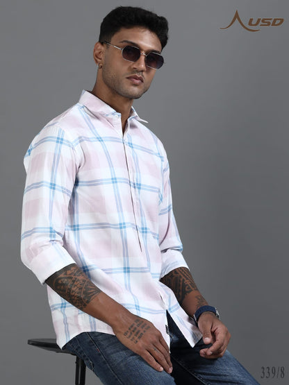 Twill Cotton Printed Chex Shirts - 339/8