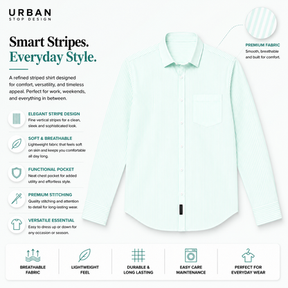 Mens Premium Striped Cotton Shirt - Regular Fit USD 408/5