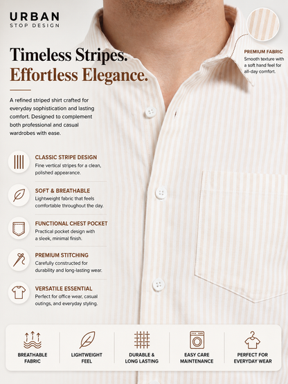 Mens Premium Striped Cotton Shirt - Regular Fit USD 408/6
