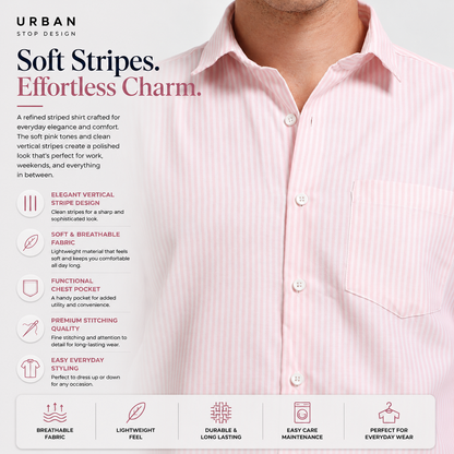 Mens Premium Striped Cotton Shirt - Regular Fit USD 408/3