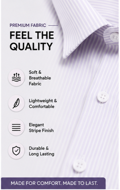 Mens Premium Striped Cotton Shirt - Regular Fit USD 408/2