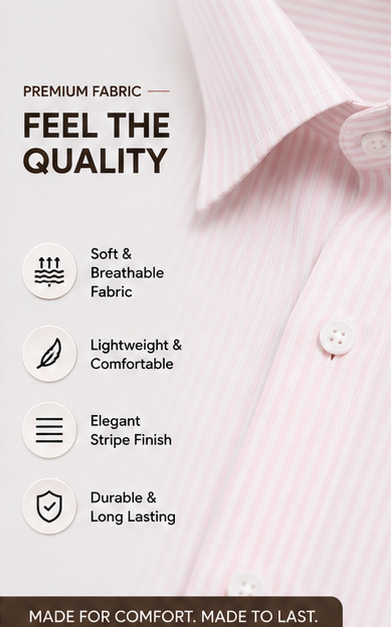 Mens Premium Striped Cotton Shirt - Regular Fit USD 408/3