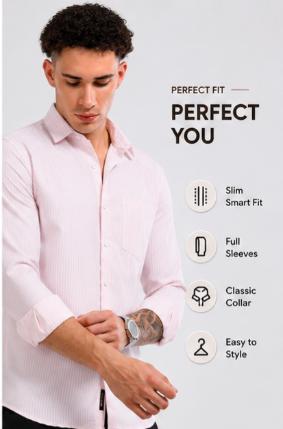 Mens Premium Striped Cotton Shirt - Regular Fit USD 408/3