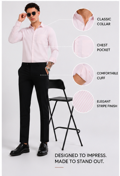 Mens Premium Striped Cotton Shirt - Regular Fit USD 408/3